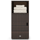 PE Wicker Storage Cabinet with Door and Open Shelf