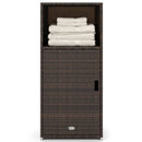 PE Wicker Storage Cabinet with Door and Open Shelf