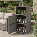 PE Wicker Storage Cabinet with Door and Open Shelf