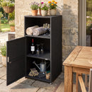 PE Wicker Storage Cabinet with Door and Open Shelf