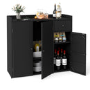 Outdoor Storage Cabinet with 3 Doors and Adjustable Shelves