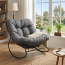 Papasan Rocking Chair with Thick Cushion - Outdoor Wicker