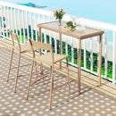 Outdoor Patio Bar Table Heavy Duty Rectangle Metal Frame-Brown