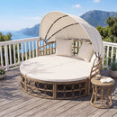 Outdoor Patio Daybed with Retractable Canopy and Cushions