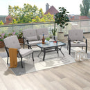 4 Pieces Outdoor Conversation Set with Seat Back Cushions and Waist Pillows