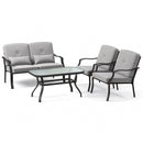 4 Pieces Outdoor Conversation Set with Seat Back Cushions and Waist Pillows