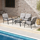 4 Pieces Outdoor Conversation Set with Seat Back Cushions and Waist Pillows