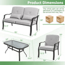 4 Pieces Outdoor Conversation Set with Seat Back Cushions and Waist Pillows