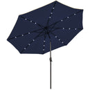9 Feet Solar LED Lighted Patio Market Umbrella Tilt Adjustment Crank Lift