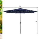 9 Feet Solar LED Lighted Patio Market Umbrella Tilt Adjustment Crank Lift