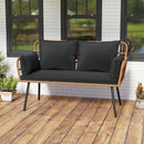 Outdoor Rattan 2-Seat Chair with Seat Back Cushions and Heavy-Duty Metal Legs
