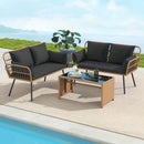 Outdoor Rattan 2-Seat Chair with Seat Back Cushions and Heavy-Duty Metal Legs