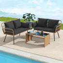 Outdoor Rattan 2-Seat Chair with Seat Back Cushions and Heavy-Duty Metal Legs