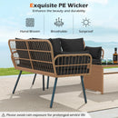 Outdoor Rattan 2-Seat Chair with Seat Back Cushions and Heavy-Duty Metal Legs