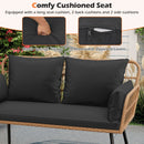 Outdoor Rattan 2-Seat Chair with Seat Back Cushions and Heavy-Duty Metal Legs