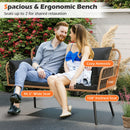 Outdoor Rattan 2-Seat Chair with Seat Back Cushions and Heavy-Duty Metal Legs