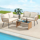 Outdoor Rattan 2-Seat Chair with Seat Back Cushions and Heavy-Duty Metal Legs