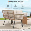 Outdoor Rattan 2-Seat Chair with Seat Back Cushions and Heavy-Duty Metal Legs
