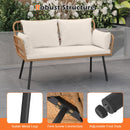 Outdoor Rattan 2-Seat Chair with Seat Back Cushions and Heavy-Duty Metal Legs