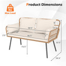 Outdoor Rattan 2-Seat Chair with Seat Back Cushions and Heavy-Duty Metal Legs