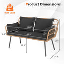 Outdoor Rattan 2-Seat Chair with Seat Back Cushions and Heavy-Duty Metal Legs