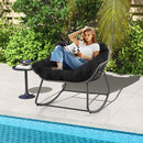 Outdoor Rocking Chair Oversized Patio PE Wicker Egg Chair with Cushion