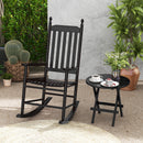 High-Back Acacia Wood Outdoor Rocking Chair with Solid Rocking Base