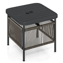 Outdoor Side Table with Umbrella Hole and Storage Shelf