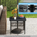 Outdoor Side Table with Umbrella Hole and Storage Shelf