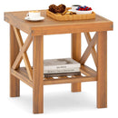 Outdoor Side Table with Storage Shelf for Small Space
