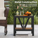 Outdoor Side Table with Umbrella Hole and Storage Shelf for Porch
