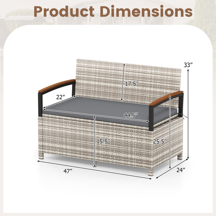 Outdoor Storage Bench Deck Box Patio Furniture with Cushion-White