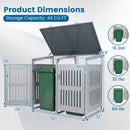Outdoor Trash Can Storage Shed for 2 Bins with Gas Struts