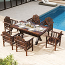 Outdoor Wood Armchair Wooden Patio Dining Chair with Armrests