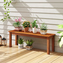 Outdoor Wood Bench 2-Person Backless Patio Garden Bench with Slatted Seat