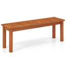 Outdoor Wood Bench 2-Person Backless Patio Garden Bench with Slatted Seat