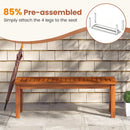 Outdoor Wood Bench 2-Person Backless Patio Garden Bench with Slatted Seat