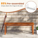 Outdoor Wood Bench 2-Person Backless Patio Garden Bench with Slatted Seat