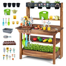 Outdoor Wooden Mud Kitchen with Water Faucet & Planter