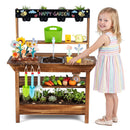 Outdoor Wooden Mud Kitchen with Water Faucet & Planter