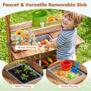 Outdoor Wooden Mud Kitchen with Water Faucet & Planter