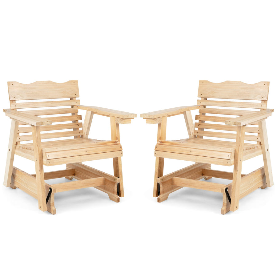 Outdoor Wood Rocking Chair with High Back and Widened Armrests