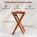 Outdoor Wood Tray Table Portable Side End Table with Folding Frame