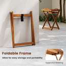 Outdoor Wood Tray Table Portable Side End Table with Folding Frame