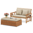 Outdoor Wooden Daybed with 4-Level Backrest and Removable Cushions-White