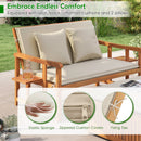 Outdoor Wooden Daybed with 4-Level Backrest and Removable Cushions-White
