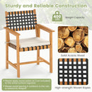 Outdoor Wooden Dining Chair Set of 2 with Armrests and Curved Back-White