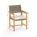 Outdoor Wooden Dining Chair Set of 2 with Armrests and Curved Back-White