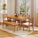 Outdoor Wooden Dining Table with Umbrella Hole and Stable Base