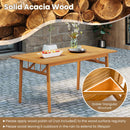Outdoor Wooden Dining Table with Umbrella Hole and Stable Base